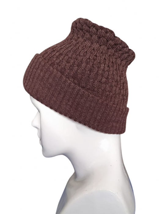 Pure Wool Cap self design brown